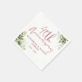 結婚40周年記念グリーンリーフフラワー スタンダードカクテルナプキン (角)