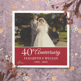結婚40周年記念フォト エレガントなルビー スタンダードカクテルナプキン