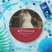結婚40周年記念フォト ルビー ペーパープレート (パーティー)