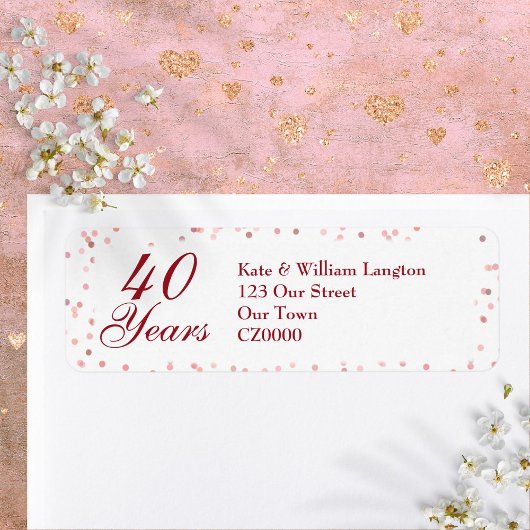 結婚40周年記念ルビーのコンフェティ ラベル