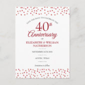 結婚40周年記念ルビーのハート セーブ・ザ・デート ポストカード (正面)