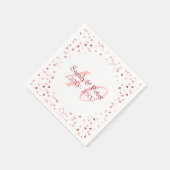 結婚40周年記念ルビーハートのカラフルな装飾 スタンダードカクテルナプキン (角)