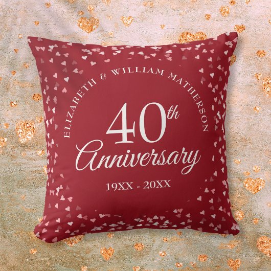 結婚40周年記念ルビーハートの紙吹雪 クッション