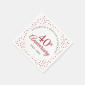 結婚40周年記念ルビーハートの紙吹雪 スタンダードカクテルナプキン (角)