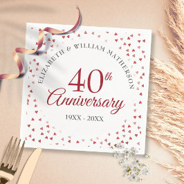 結婚40周年記念ルビーハートの紙吹雪 スタンダードカクテルナプキン