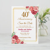 結婚40周年記念 ゴールドフレーム フラワー セーブザデート (スタンド正面)