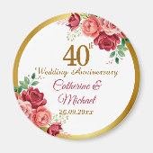 結婚40周年記念 ゴールドフレーム フラワー マグネット (正面)