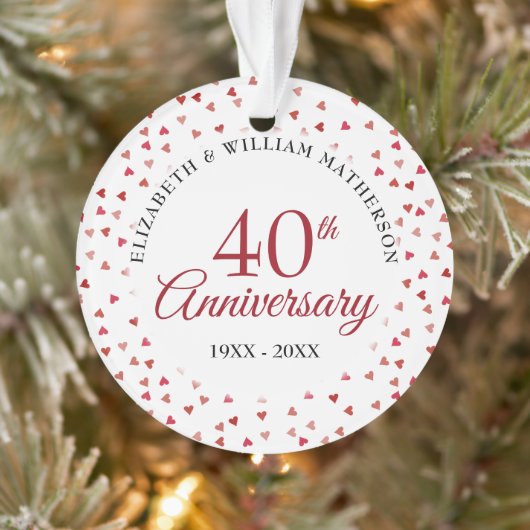 結婚40周年記念 ルビーのハート オーナメント (ツリー)