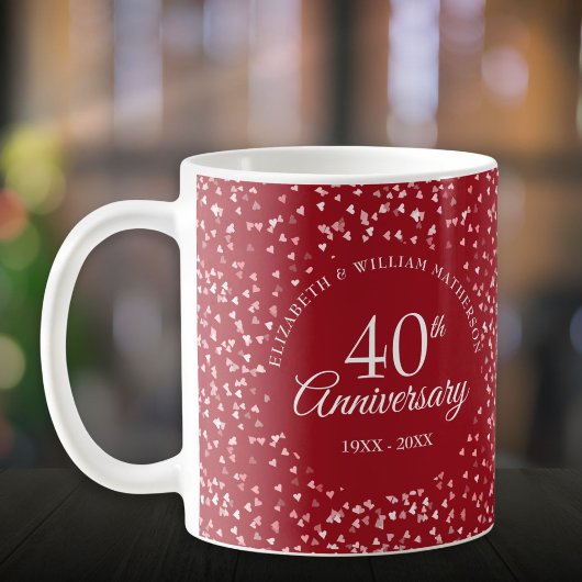 結婚40周年記念 ルビーのハート コーヒーマグカップ
