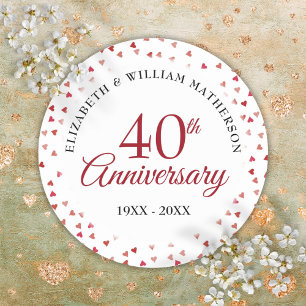 結婚40周年記念 ルビーのハート ラウンドシール