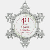 結婚40周年記念 ルビーの草花 フローラル スノーフレークピューターオーナメント (正面)