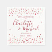 結婚40周年記念 ルビーハートの紙吹雪 スタンダードカクテルナプキン (正面)