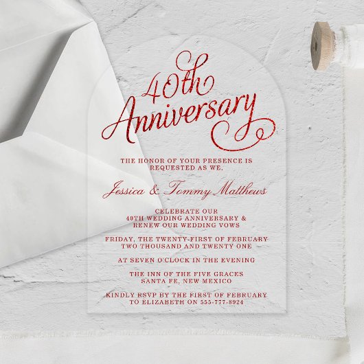 結婚40周年記念（ルビー婚） アクリル招待状