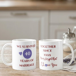 結婚40周年記念 紫と赤の妻 コーヒーマグカップ
