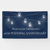 結婚40周年記念 - 細長い豆電球 - バナー 横断幕 (横)