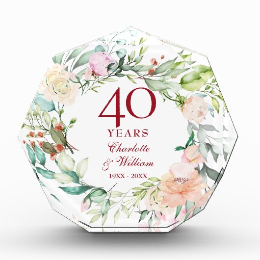 結婚40周年 ルビー記念のバラのガーランド フォトブロック (正面)