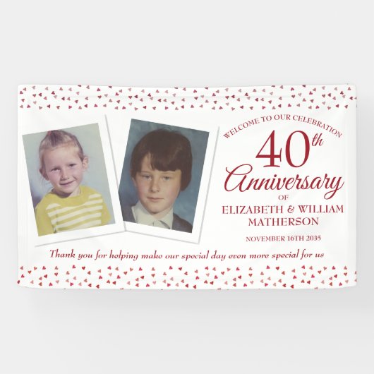 結婚40周年 ルビー記念の子供の写真 ウェルカムボード 横断幕 (横)