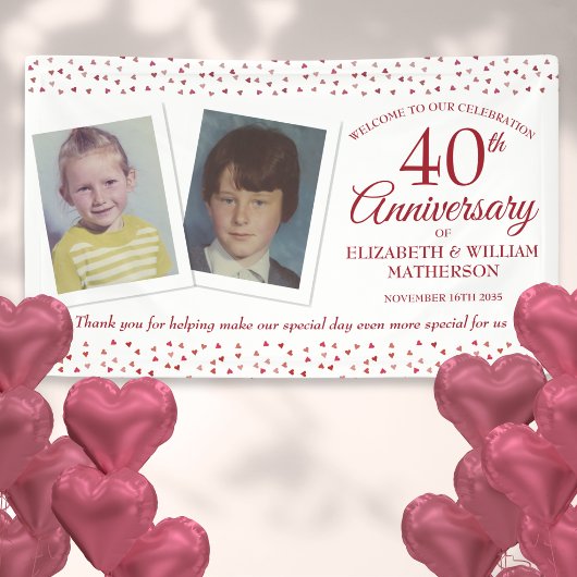結婚40周年 ルビー記念の子供の写真 ウェルカムボード 横断幕
