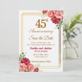 結婚45周年記念 ゴールドフレームと花々 セーブザデート (スタンド正面)