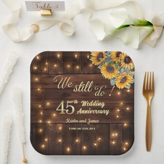 結婚45周年記念 ストリングライト ペーパープレート (ウェディング)