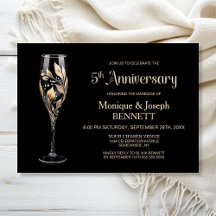 結婚5周年シャンパングラス ゴールドリーフ