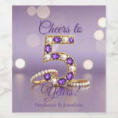 結婚5周年記念の紫色の宝石の指輪 ワインラベル (シングルラベル)