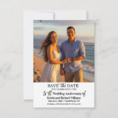 結婚5周年記念の記念写真入り日程お知らせ ノートカード (正面)