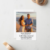 結婚5周年記念の記念写真入り日程お知らせ ノートカード (正面/裏面インサイチュ)