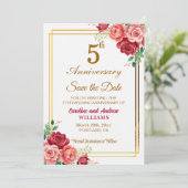 結婚5周年記念 ゴールドフレーム フラワー セーブザデート (スタンド正面)