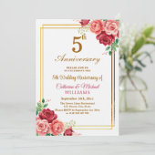 結婚5周年記念 ゴールドフレーム フラワー 招待状 (スタンド正面)