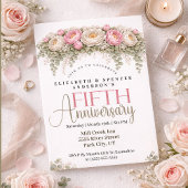結婚5周年記念 ピンクとホワイトの芍薬 招待状