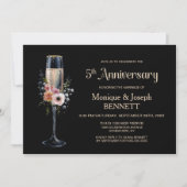 結婚5周年記念 フラワーシャンパングラス 招待状 (正面)