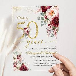 結婚50周年おめでとう ブルゴーニュゴールド アクリル招待状