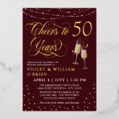 結婚50周年おめでとう ブルゴーニュ 箔招待状 (正面)