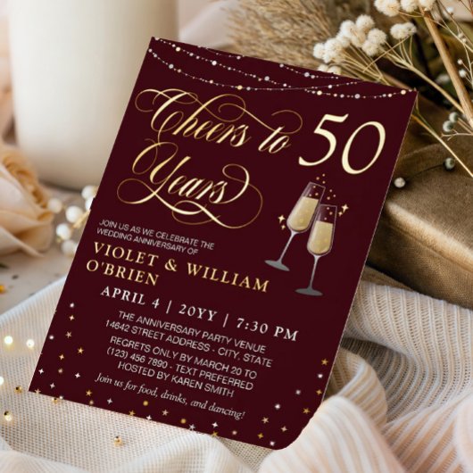 結婚50周年おめでとう ブルゴーニュ 箔招待状
