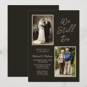 結婚50周年を記念してチャコールグレイのフォトデザイン 招待状 (正面/裏面)