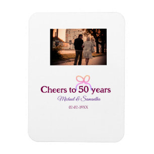 結婚50周年記念お祝いピンクのリボン マグネット