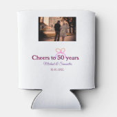 結婚50周年記念お祝いピンクのリボン 缶クーラー (裏面)