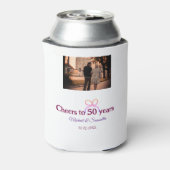 結婚50周年記念お祝いピンクのリボン 缶クーラー (缶裏面)