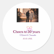 結婚50周年記念にピンクのリボンでお祝い