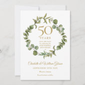 結婚50周年記念のグリーン装飾Save the Date 招待状 (正面)