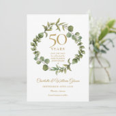 結婚50周年記念のグリーン装飾Save the Date 招待状 (スタンド正面)