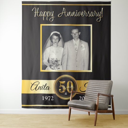 結婚50周年記念のゴールドジュビリー写真 タペストリー (インサイチュ)