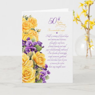 結婚50周年記念のバラとスミレ カード