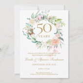 結婚50周年記念のバラのリースのSave the Date 招待状 (正面)