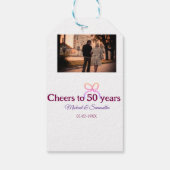 結婚50周年記念のピンクのリボン ギフトタグ (裏面)