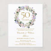 結婚50周年記念のフラワー招待状 (正面)