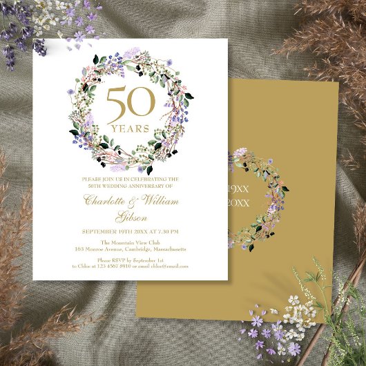 結婚50周年記念のフラワー招待状