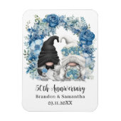結婚50周年記念のブルーの花のカスタムノーム マグネット (縦)
