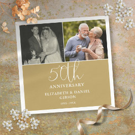 結婚50周年記念の二つの瞬間 写真入りギフト スタンダードカクテルナプキン